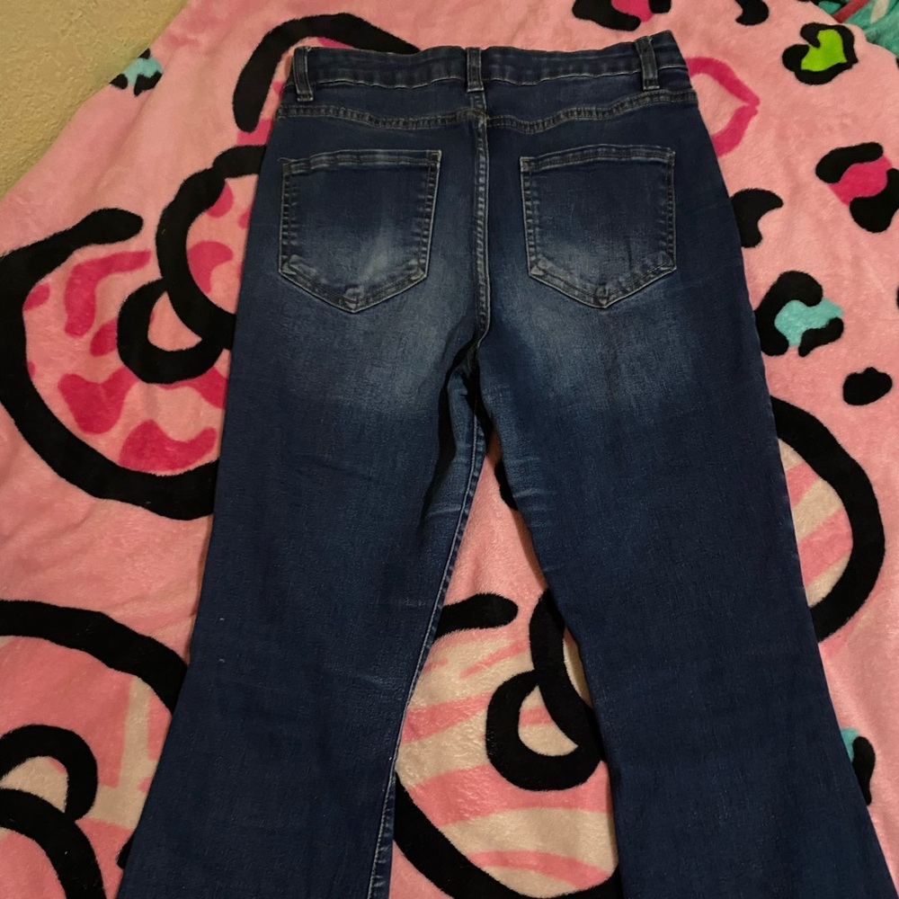 Blue Ripped Bootcut Jeans - Picture 2 of 2